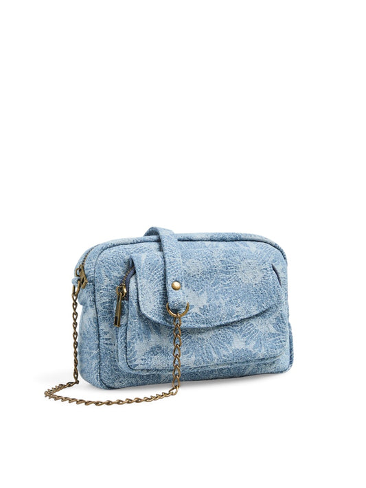 PCNaina Denim Cross Body Blue Denim Flowers