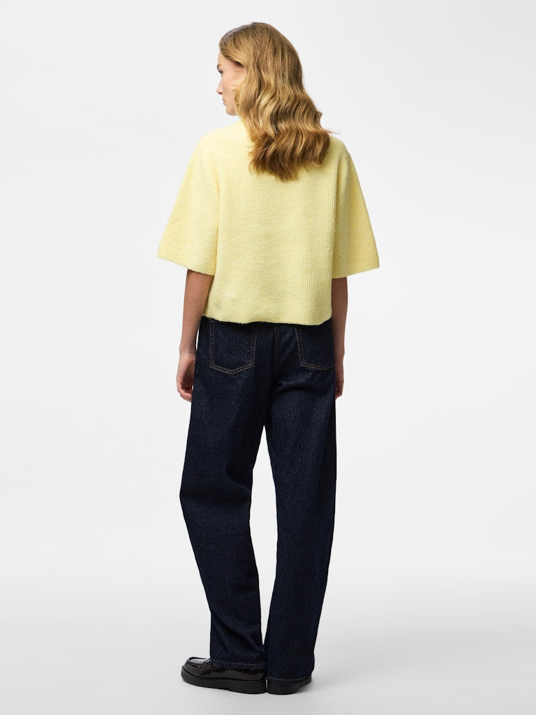 PCSilly SS O-Neck Knit Cardigan Pale Banana