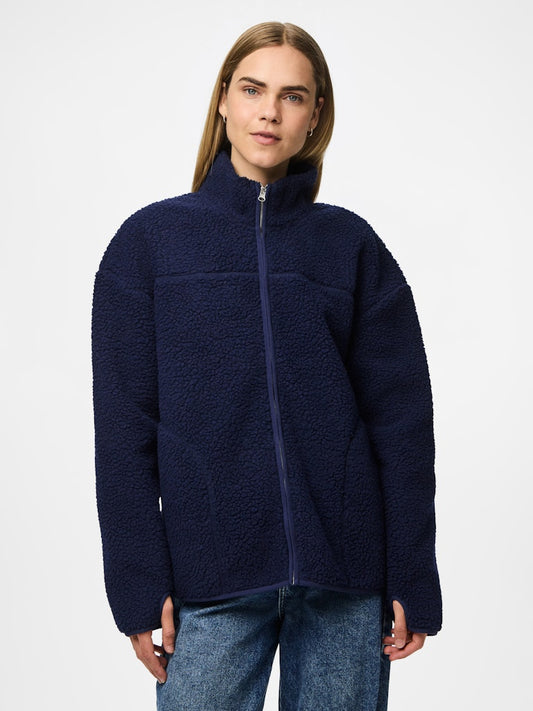 PCSadia LS Teddy Jacket Maritime Blue