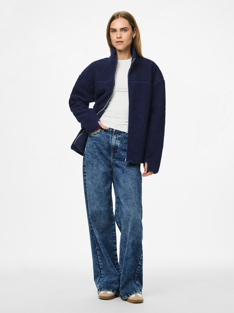 PCSadia LS Teddy Jacket Maritime Blue