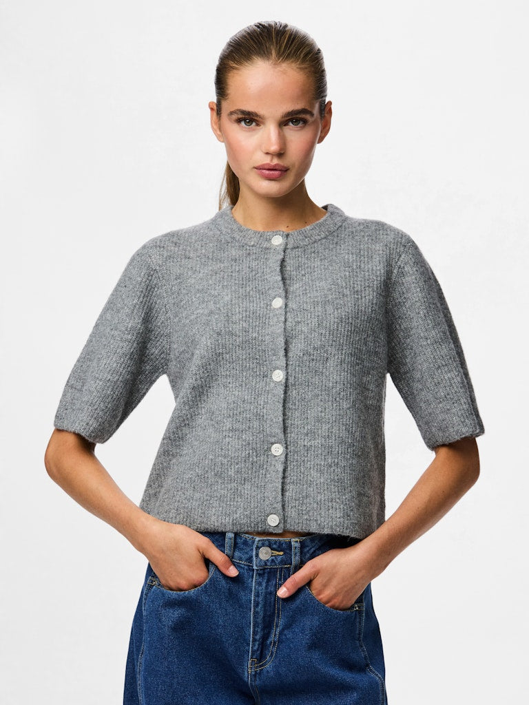 PCSilly SS O-Neck Knit Cardigan LGM