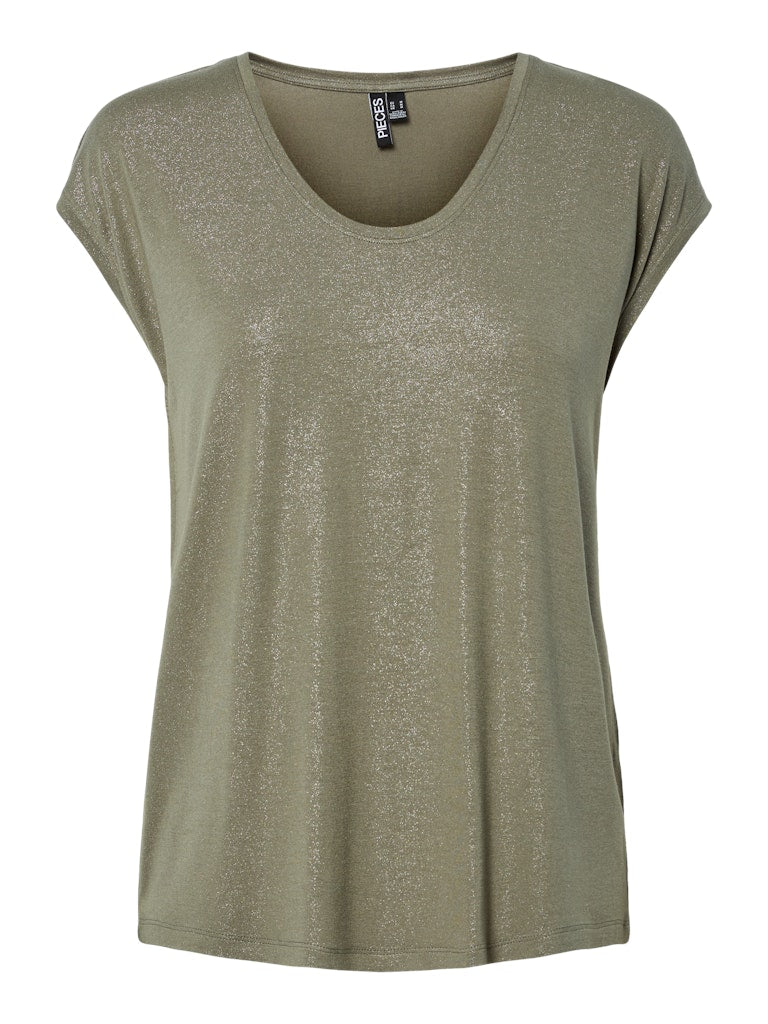 PCAlice SS Glitter Tee Deep Lichen Green