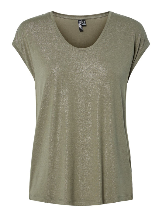 PCAlice SS Glitter Tee Deep Lichen Green