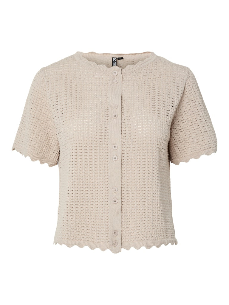 PCScout  SS O-Neck Knit Cardigan Silver Lining