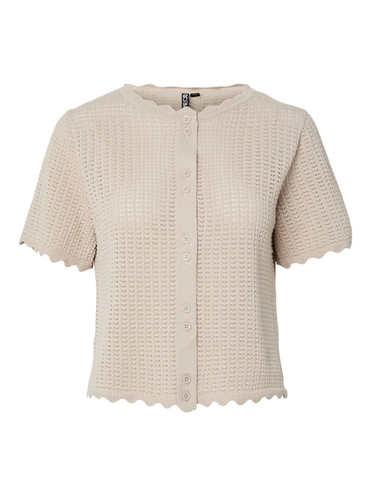PCScout  SS O-Neck Knit Cardigan Silver Lining