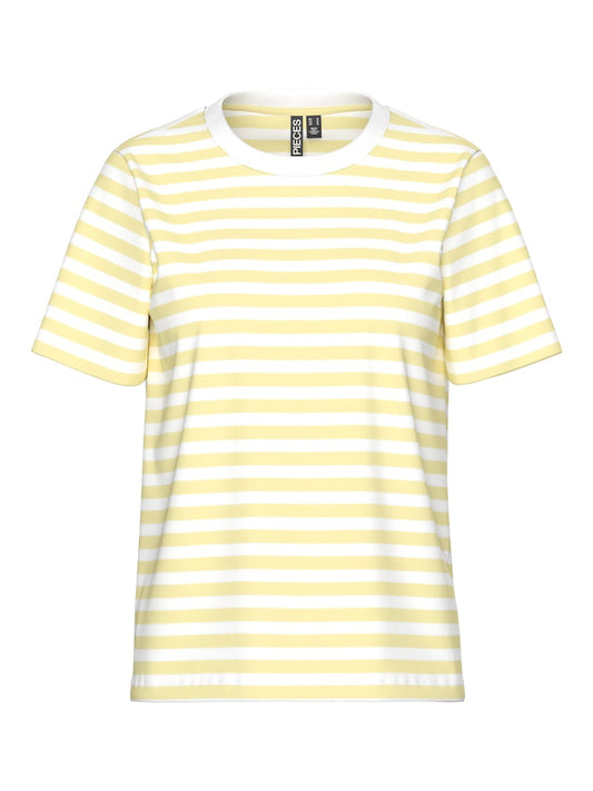 PCRia SS Tee Stripes French Vanilla
