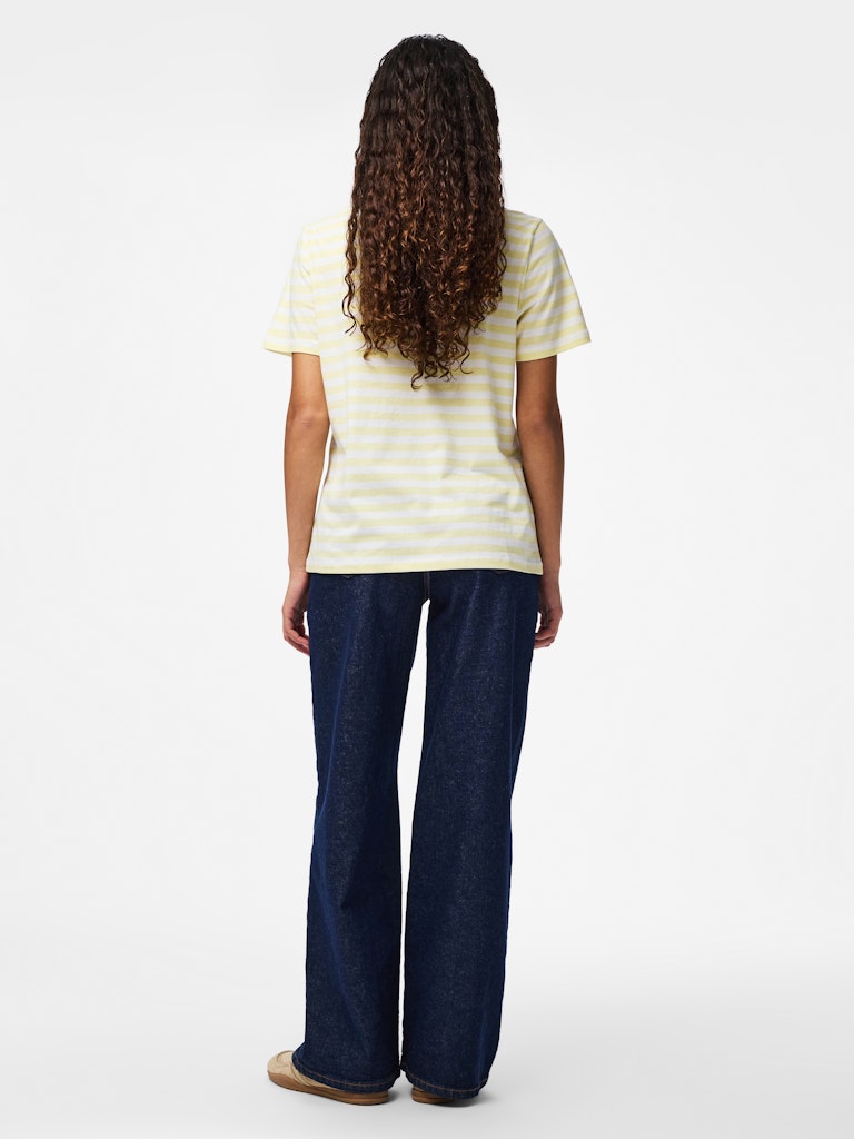 PCRia SS Tee Stripes French Vanilla