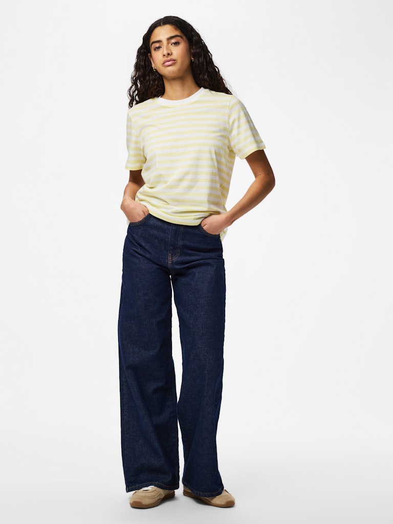 PCRia SS Tee Stripes French Vanilla