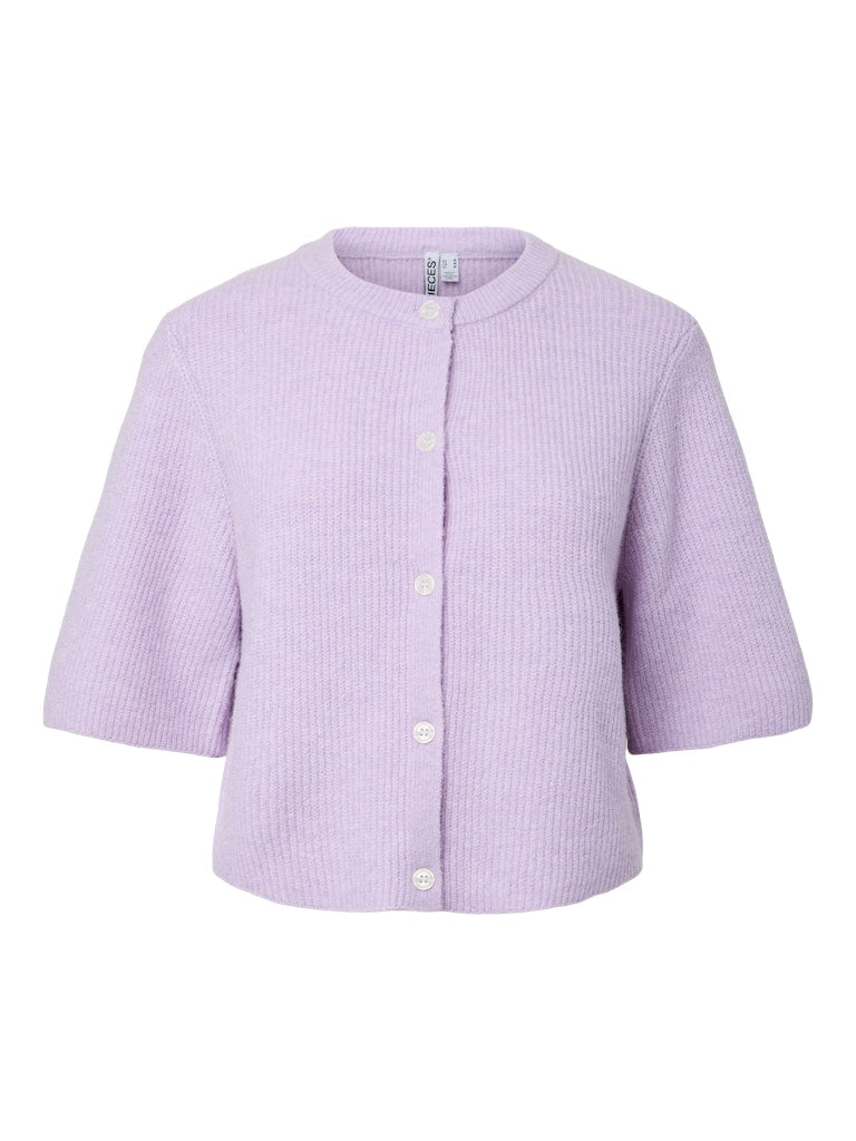 PCSilly SS O-Neck Knit Cardigan Pastel Lilac
