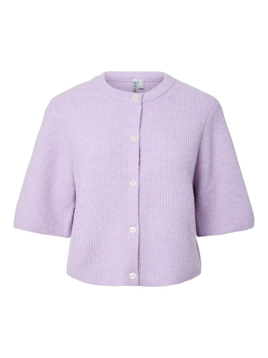 PCSilly SS O-Neck Knit Cardigan Pastel Lilac