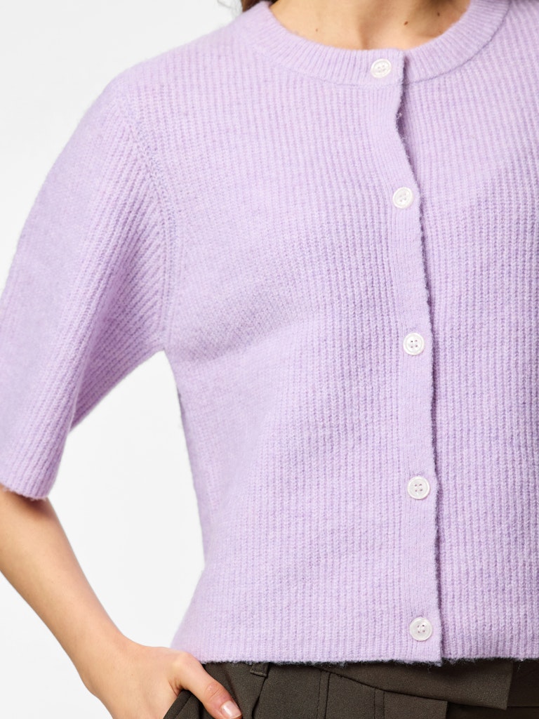 PCSilly SS O-Neck Knit Cardigan Pastel Lilac