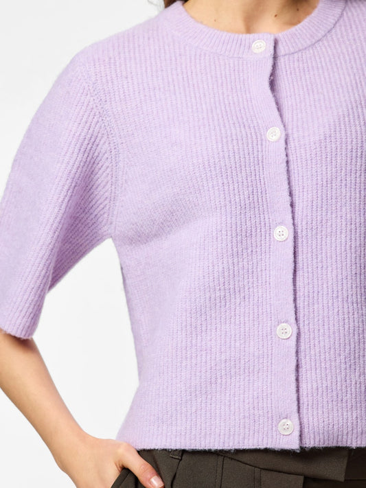 PCSilly SS O-Neck Knit Cardigan Pastel Lilac