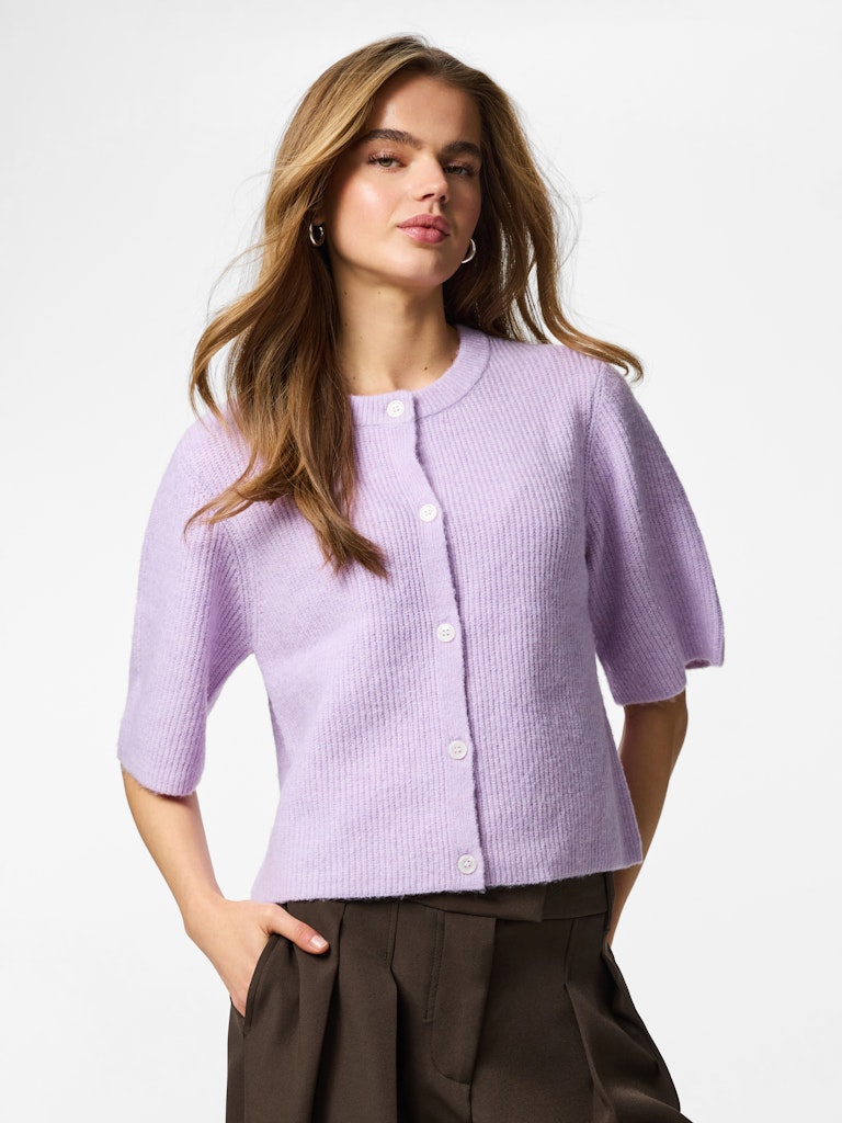 PCSilly SS O-Neck Knit Cardigan Pastel Lilac