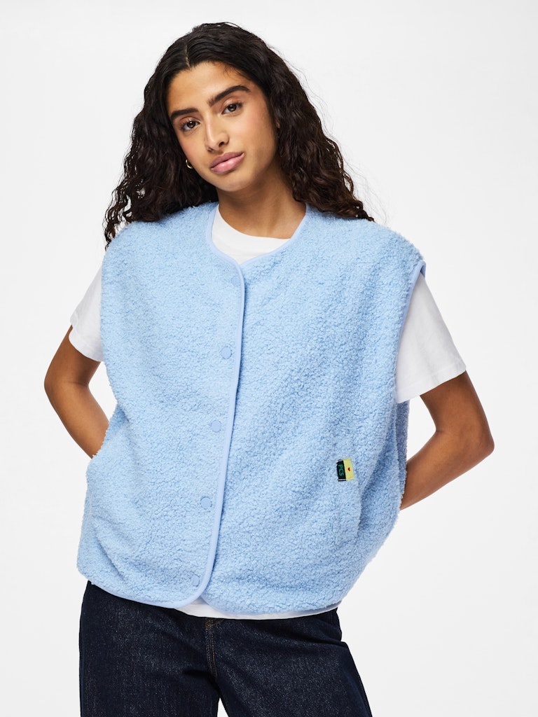 PCKatty Teddy Vest Cashmere Blue