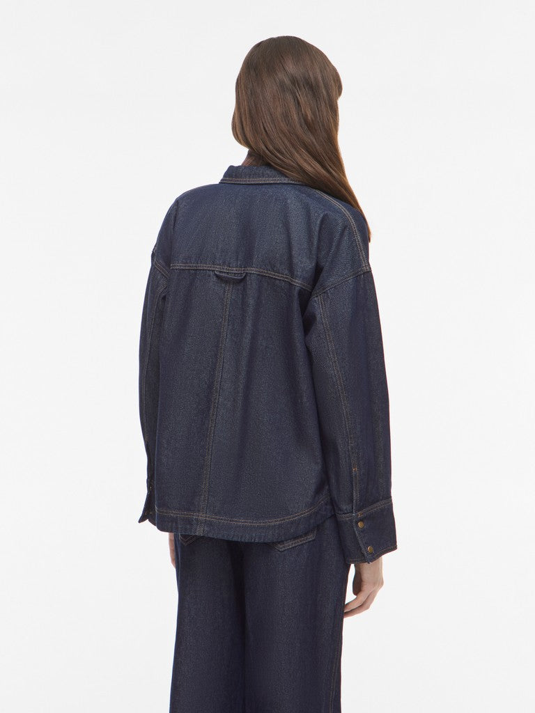 ROURina L/S Oversized Denim Shirt Dark Blue Denim