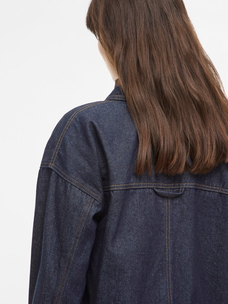 ROURina L/S Oversized Denim Shirt Dark Blue Denim