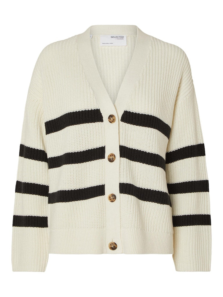 SLFBloomie LS Knit V-Neck Cardigan Snow White