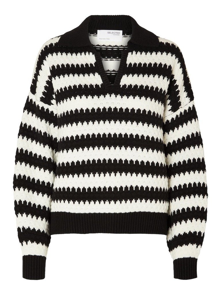 SLFIna LS Knit Collar Black