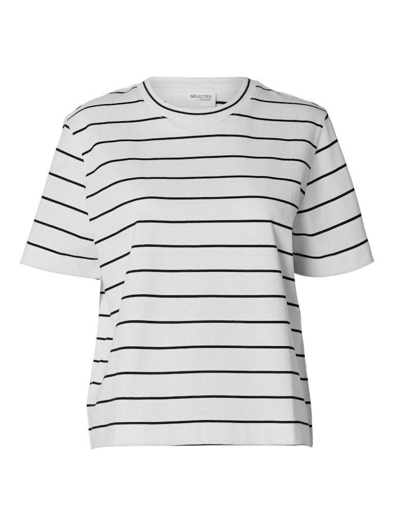 SLFEssential Striped Boxy Tee Bright White