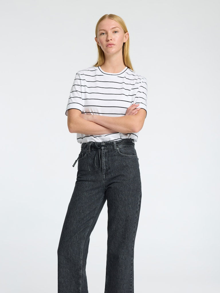 SLFEssential Striped Boxy Tee Bright White