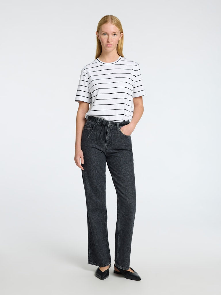 SLFEssential Striped Boxy Tee Bright White