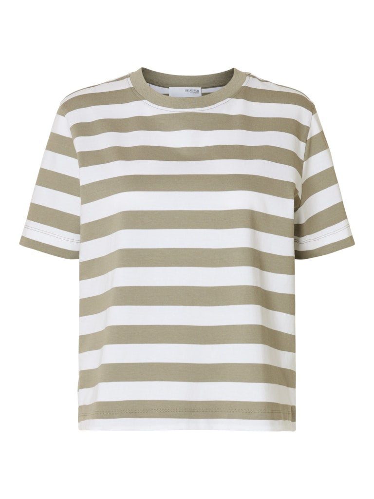 SLFEssential Striped Boxy Tee Vetiver