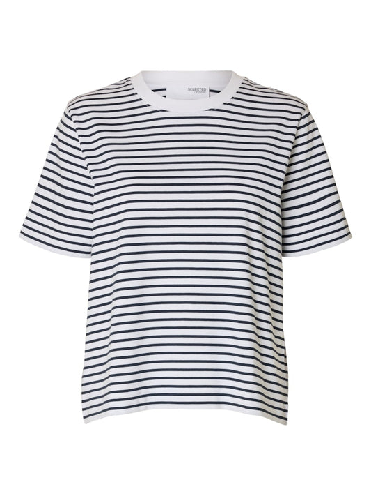 SLFEssential Striped Boxy Tee Dark Sapphire