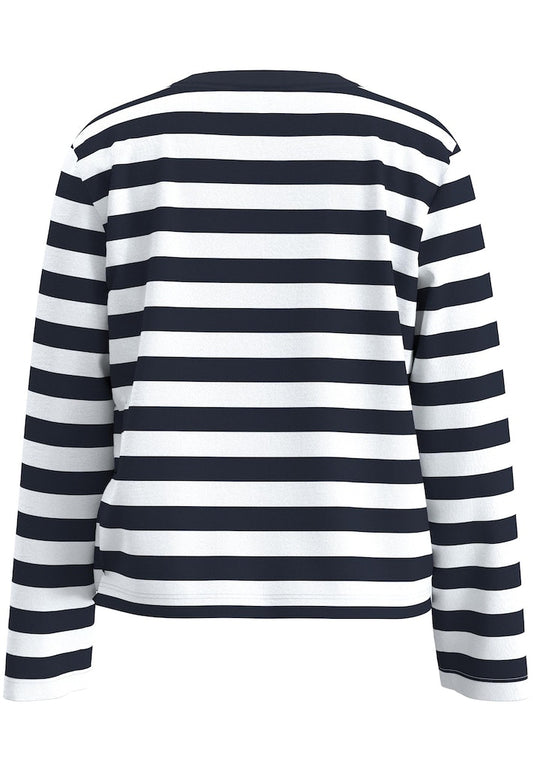 SLFEssential LS Striped Boxy Tee Dark Sapphire