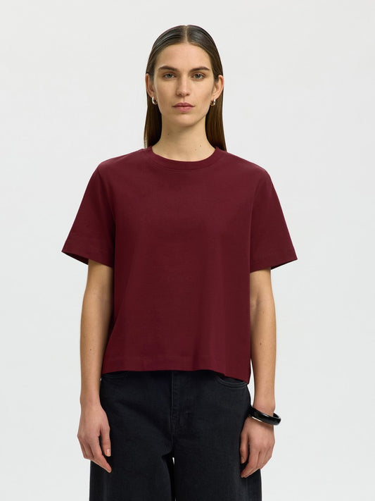 SLFEssential SS Boxy Tee Tawny Port