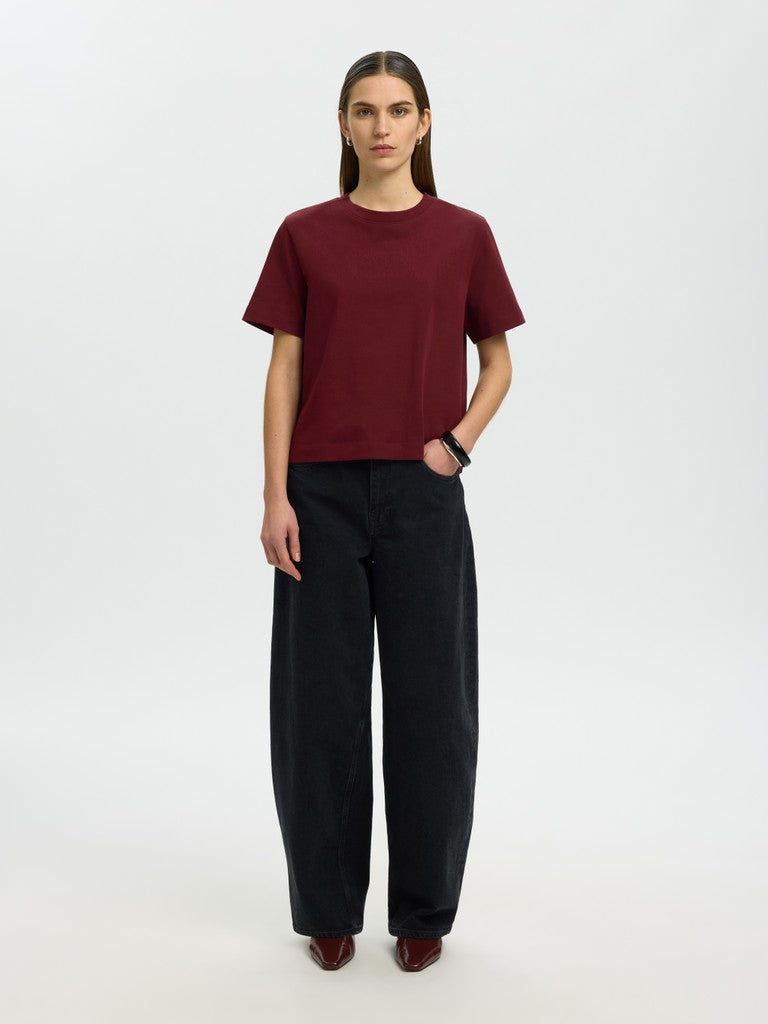 SLFEssential SS Boxy Tee Tawny Port