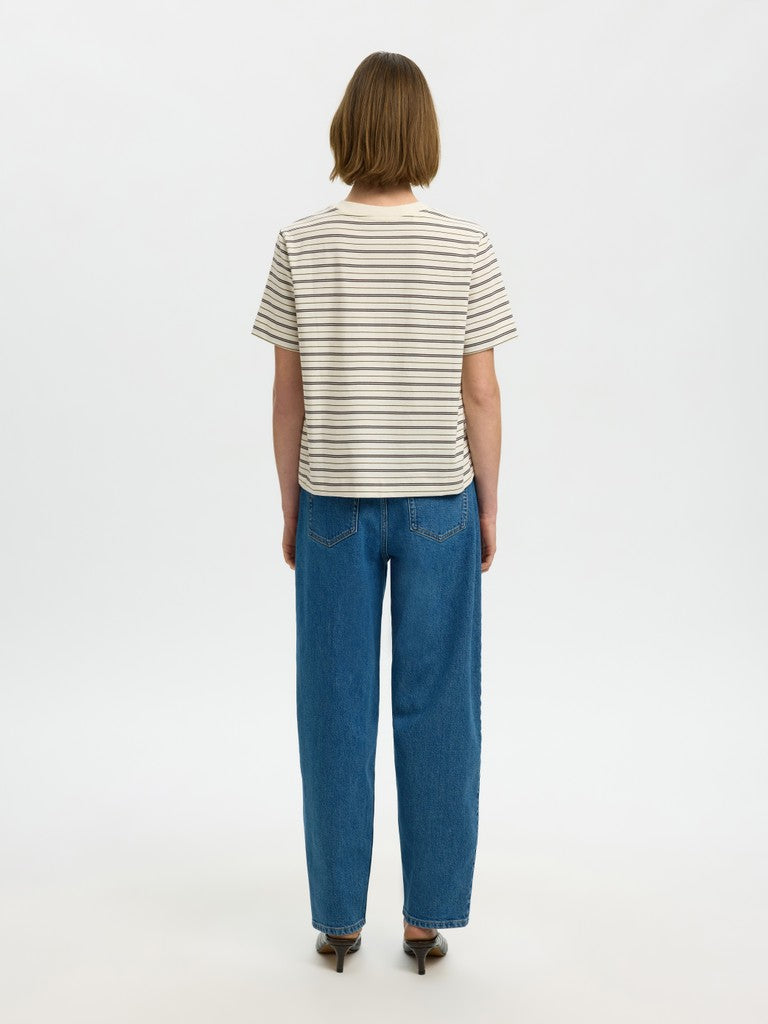 SLFEssential Striped Boxy Tee Delicioso Multi