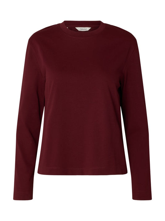 SLFEssential LS Boxy Tee Tawny Port