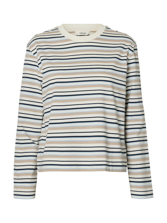 SLFEssential LS Striped Boxy Tee Cashmere Blue