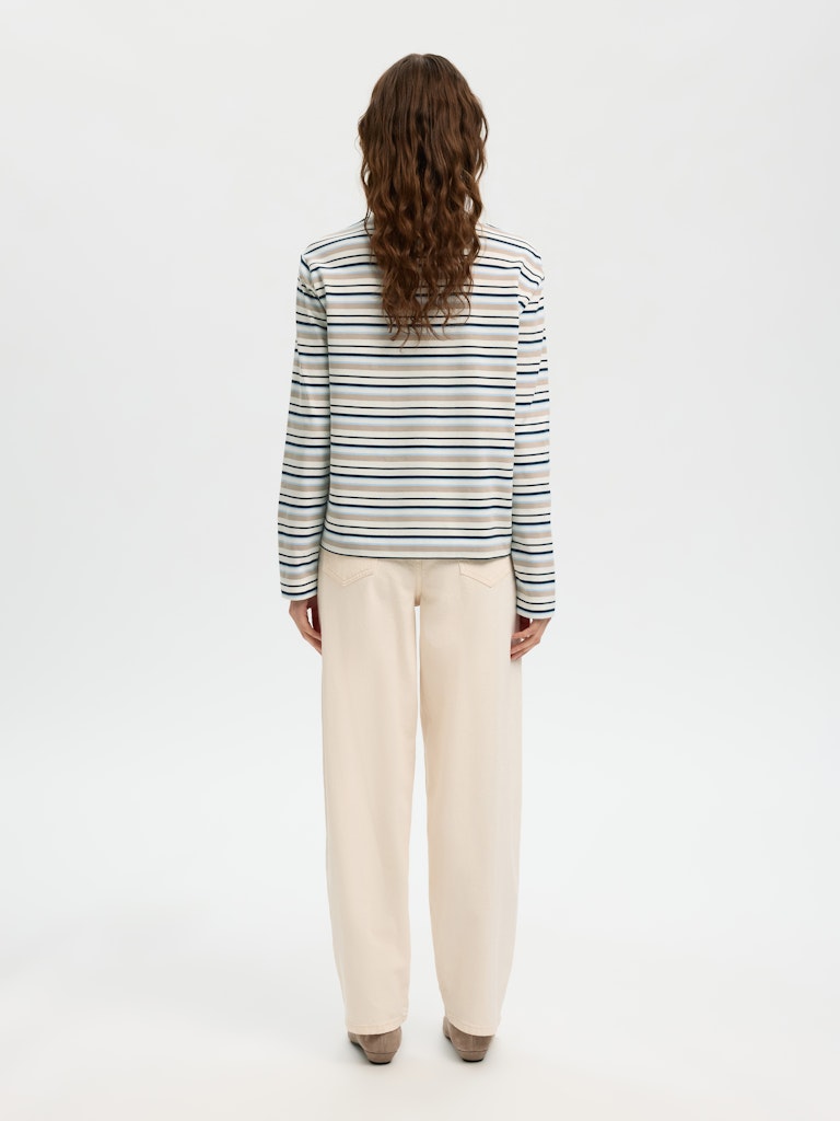 SLFEssential LS Striped Boxy Tee Cashmere Blue
