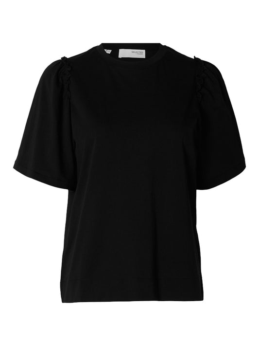 SLWPenelope 2/4 Ruffle Tee Black
