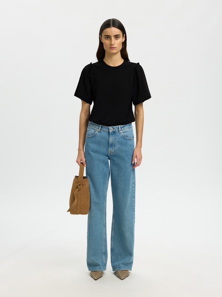 SLWPenelope 2/4 Ruffle Tee Black
