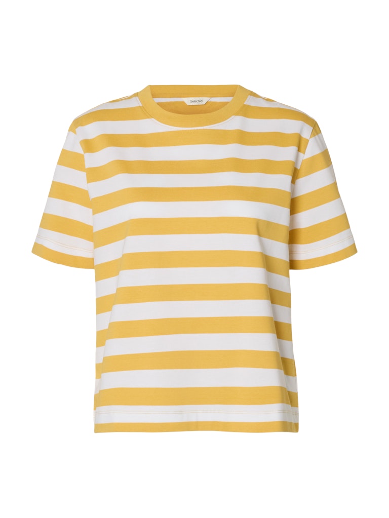 SLFEssential Striped Boxy Tee Ochre