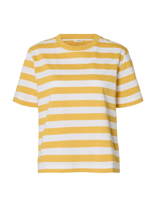 SLFEssential Striped Boxy Tee Ochre