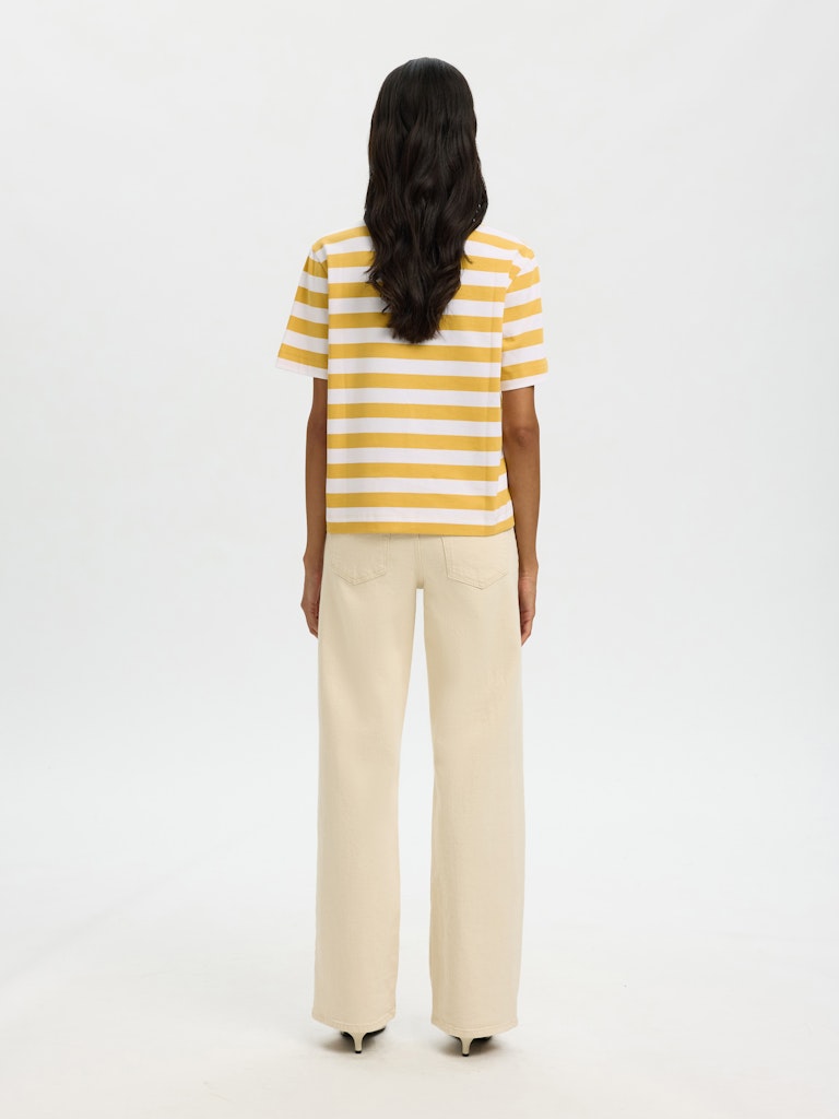 SLFEssential Striped Boxy Tee Ochre