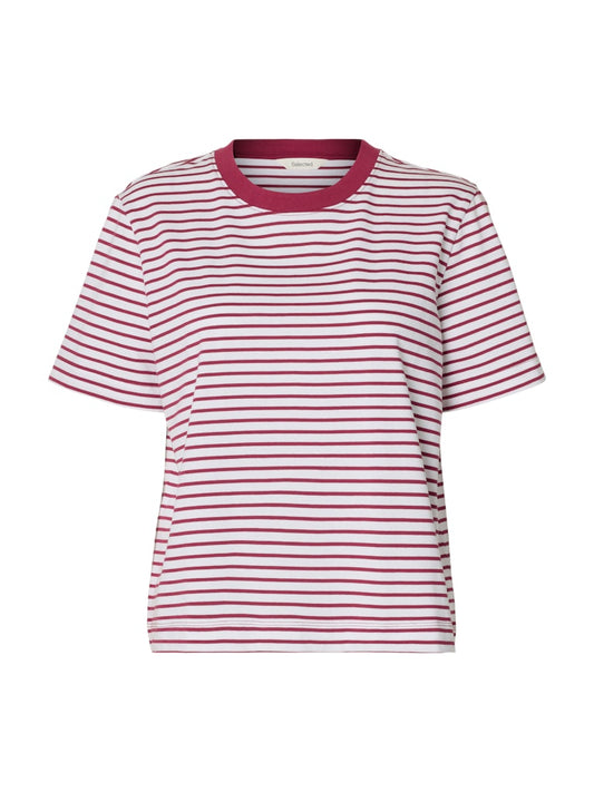 SLFEssential Striped Boxy Tee Anemone