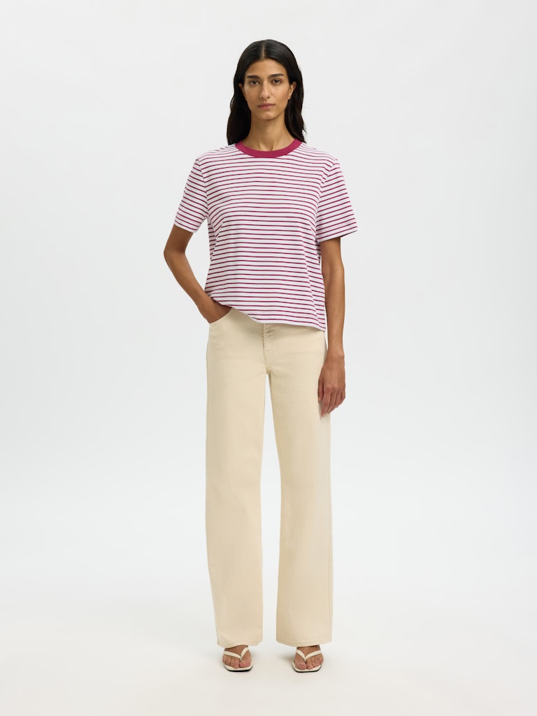 SLFEssential Striped Boxy Tee Anemone