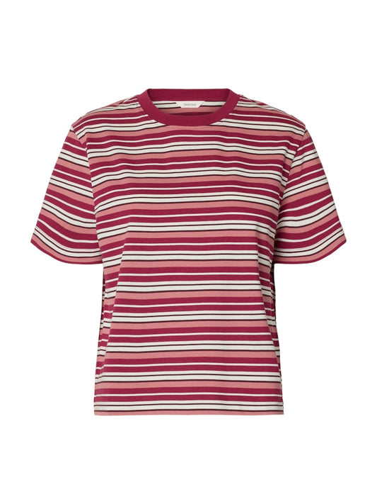 SLFEssential Striped Boxy Tee Anemone Multi