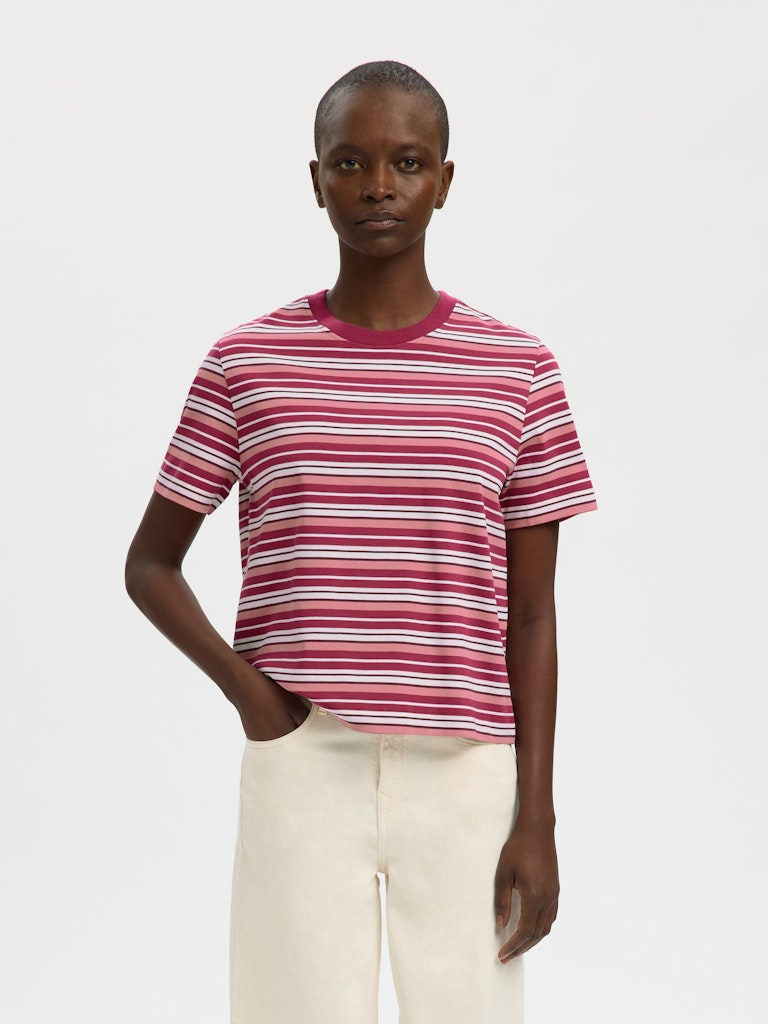 SLFEssential Striped Boxy Tee Anemone Multi