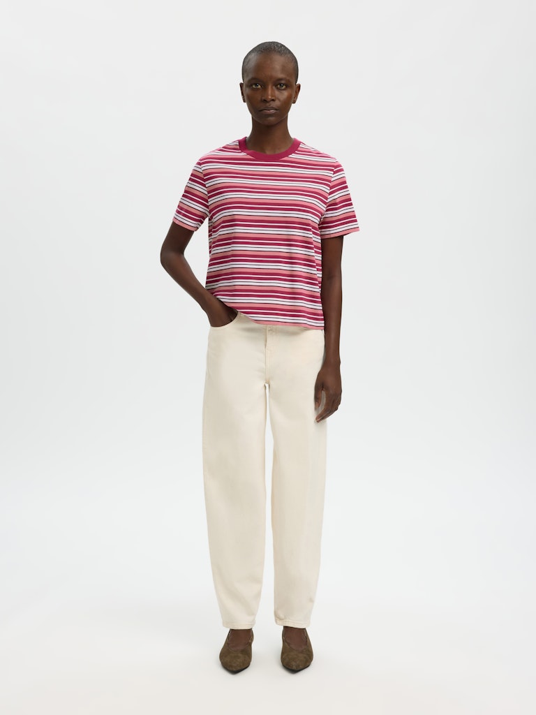 SLFEssential Striped Boxy Tee Anemone Multi