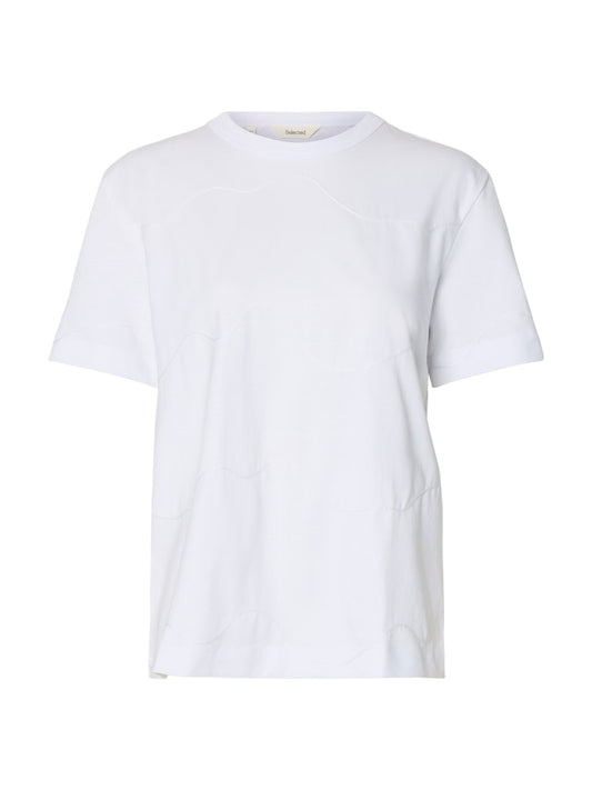 SLFMila SS Embroidery Tee Bright White