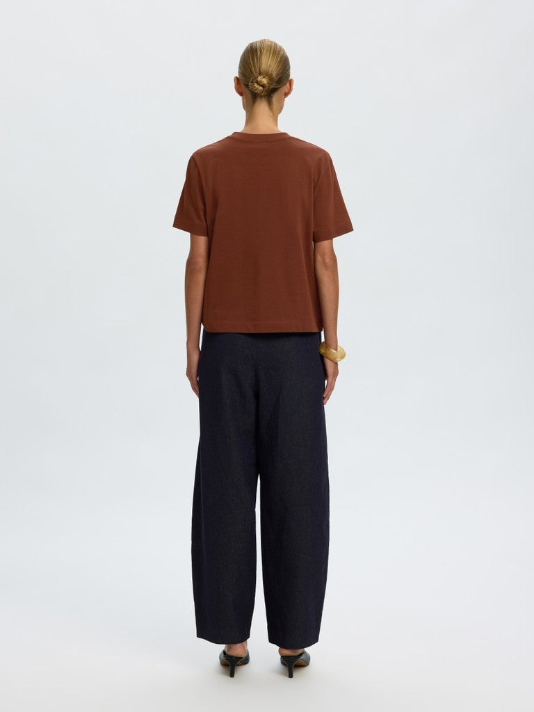 SLFEssential SS Boxy Tee Cherry Mahogany