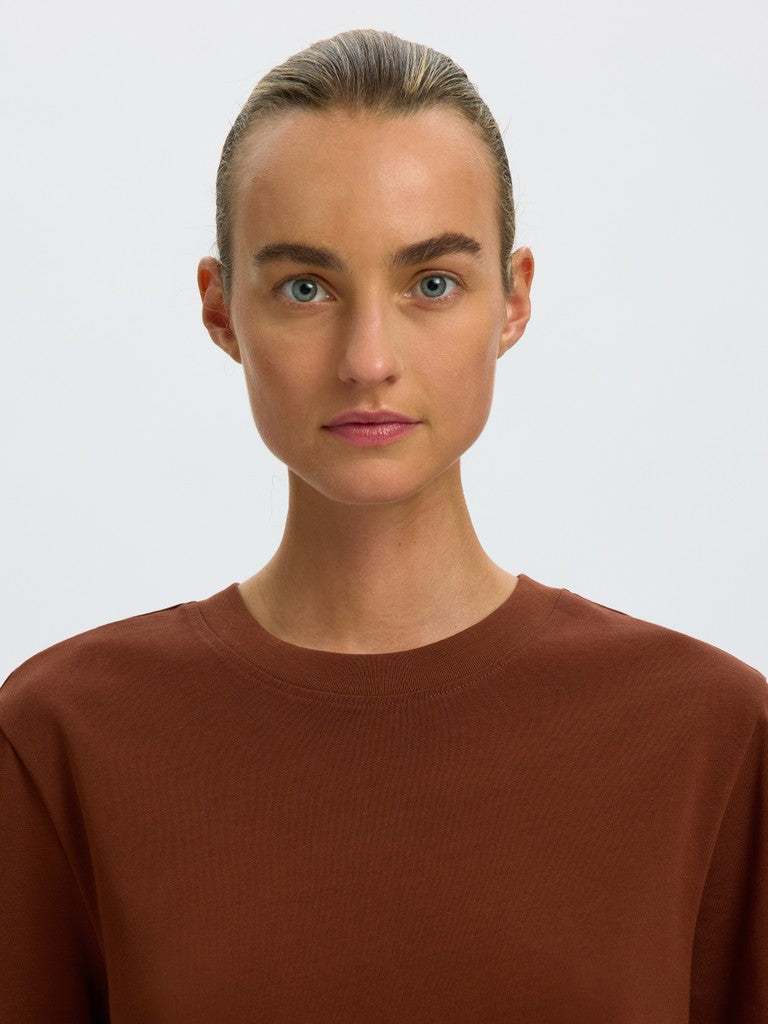 SLFEssential SS Boxy Tee Cherry Mahogany
