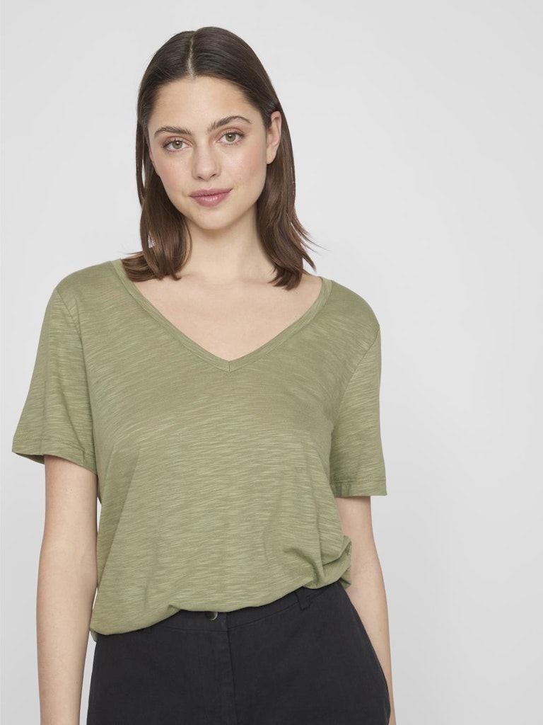 VINova V-Neck S/S Top Oil Green