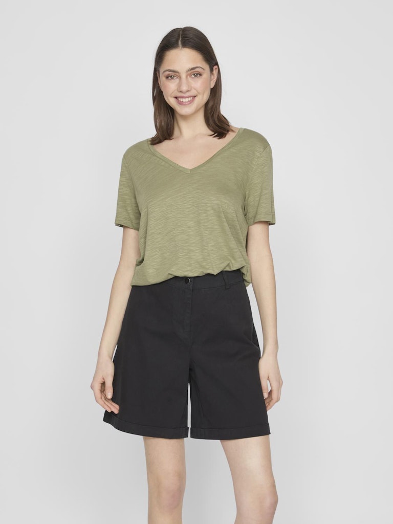 VINova V-Neck S/S Top Oil Green