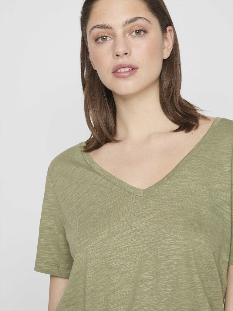 VINova V-Neck S/S Top Oil Green